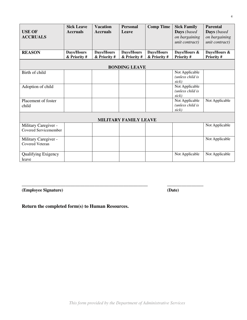 Form FMLA-HR1 Employee Request for Medical Leave, Family Leave or Military Family Leave - Connecticut, Page 4