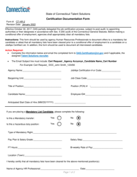 Form CT-HR-2 Certification Documentation Form - Connecticut