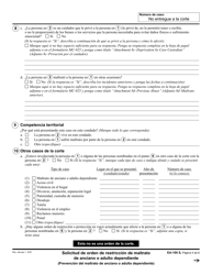 Formulario EA-100 Solicitud De Orden De Restriccion De Maltrato De Anciano O Adulto Dependiente - California (Spanish), Page 4