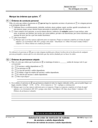 Formulario EA-100 Solicitud De Orden De Restriccion De Maltrato De Anciano O Adulto Dependiente - California (Spanish), Page 5