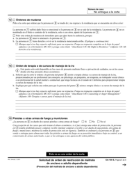 Formulario EA-100 Solicitud De Orden De Restriccion De Maltrato De Anciano O Adulto Dependiente - California (Spanish), Page 6