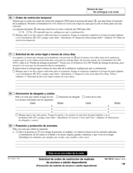Formulario EA-100 Solicitud De Orden De Restriccion De Maltrato De Anciano O Adulto Dependiente - California (Spanish), Page 7