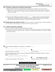 Formulario EA-100 Solicitud De Orden De Restriccion De Maltrato De Anciano O Adulto Dependiente - California (Spanish), Page 8