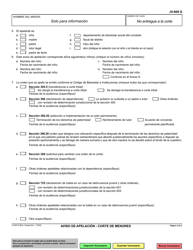 Formulario JV-800 Aviso De Apelacion - Corte De Menores - California (Spanish), Page 2