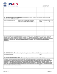 Form AID1420-17 Contractor Employee Biographical Data Sheet, Page 2