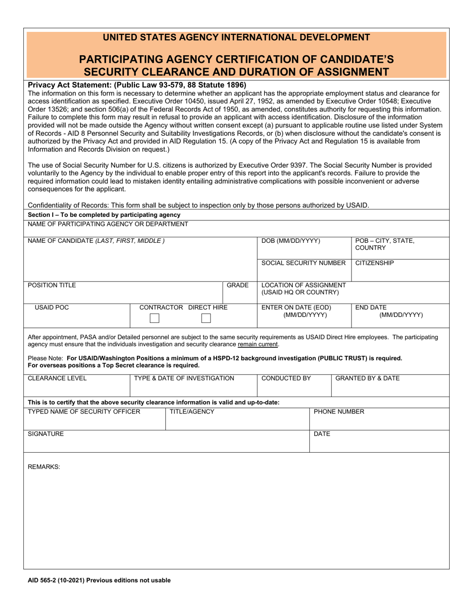 Form AID565-2 - Fill Out, Sign Online and Download Fillable PDF ...