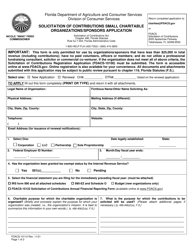 Document preview: Form FDACS-10110 Solicitation of Contributions Small Charitable Organizations/Sponsors Application - Florida