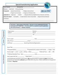 Document preview: Special Event/Activity Application - Florida