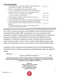Form EHP-99 Retail Food Establishment Permit Application - Arkansas, Page 2