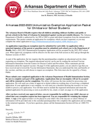 Arkansas Immunization Exemption Application for Childcare or School Students - Arkansas