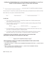 Document preview: Form HSMV71061 Military Insurance Affidavit - Florida