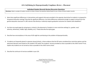 Lea Self-rating for Disproportionality Compliance Review - Placement - Georgia (United States), Page 5