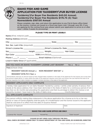 Form SP-114 Application for Taxidermy fur Buyer License - Idaho