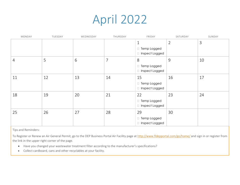 Compliance Calendar for Florida Perchloroethylene Dry Cleaners - Florida, Page 12