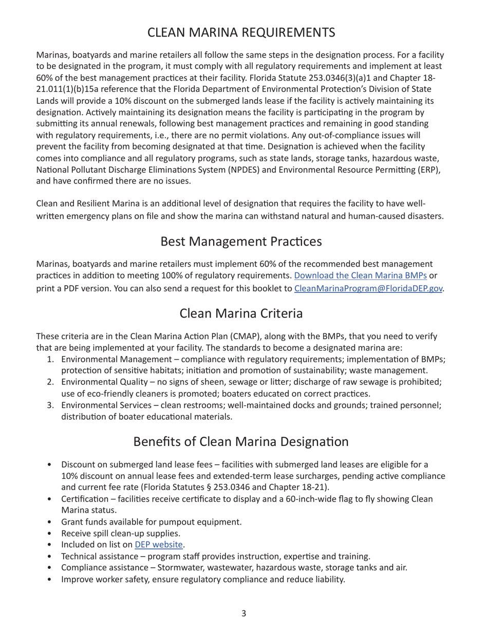 Florida Clean Marina Guide to Designation With Clean Marina Action Plan - Florida, Page 3
