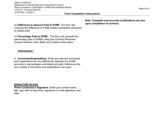 Form STD817 Prime Contractor&#039;s Certification - Dvbe Subcontractor Report - California, Page 5