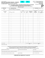 Form STD.676P Non-USPS Adjustment Request - Payments (Fringe Benefit/Employee Business Expense) - California