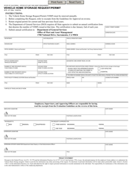 Document preview: Form STD.377 Vehicle Home Storage Request/Permit - California