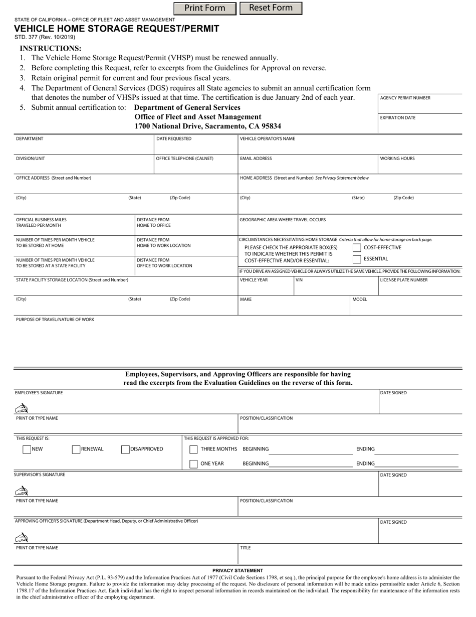 Form Std377 Fill Out Sign Online And Download Fillable Pdf California Templateroller 1564