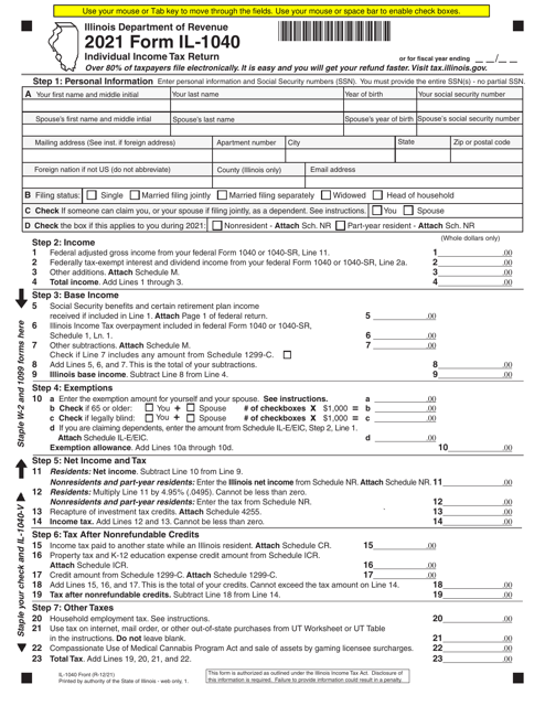 Form IL-1040 2021 Printable Pdf