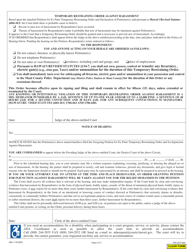 Form 2DC51 Petition for Ex Parte Temporary Restraining Order and for Injunction Against Harassment; Declaration of Petitioner; Temporary Restraining Order Against Harassment; and Notice of Hearing - Hawaii, Page 3