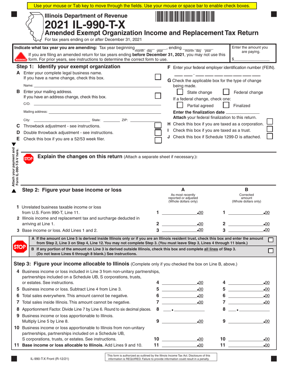 illinois form il-990-t instructions