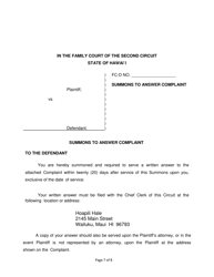 Form 2F-P-559 Complaint for Divorce; Automatic Restraining Order; Summons to Answer Complaint - Hawaii, Page 7