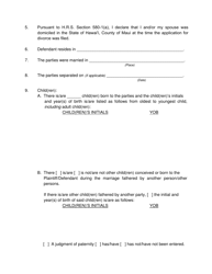 Form 2F-E-105 Affidavit of Plaintiff (Uncontested Divorce) - Hawaii, Page 3