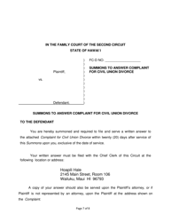 Form 2F-P-560 Complaint for Civil Union Divorce; Automatic Restraining Order; Summons to Answer Complaint - Hawaii, Page 7