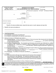 Form 2F-P-415 Affidavit of Plaintiff (For Uncontested Civil Union Divorce) - Hawaii