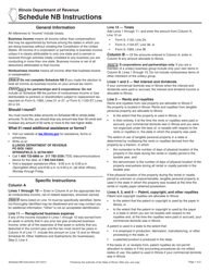 Document preview: Instructions for Schedule NB Nonbusiness Income - Illinois