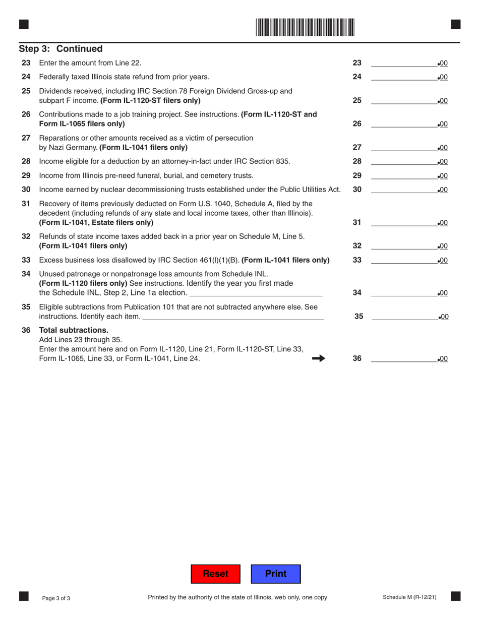 Schedule M Other Additions and Subtractions (For Businesses) - Illinois, Page 3
