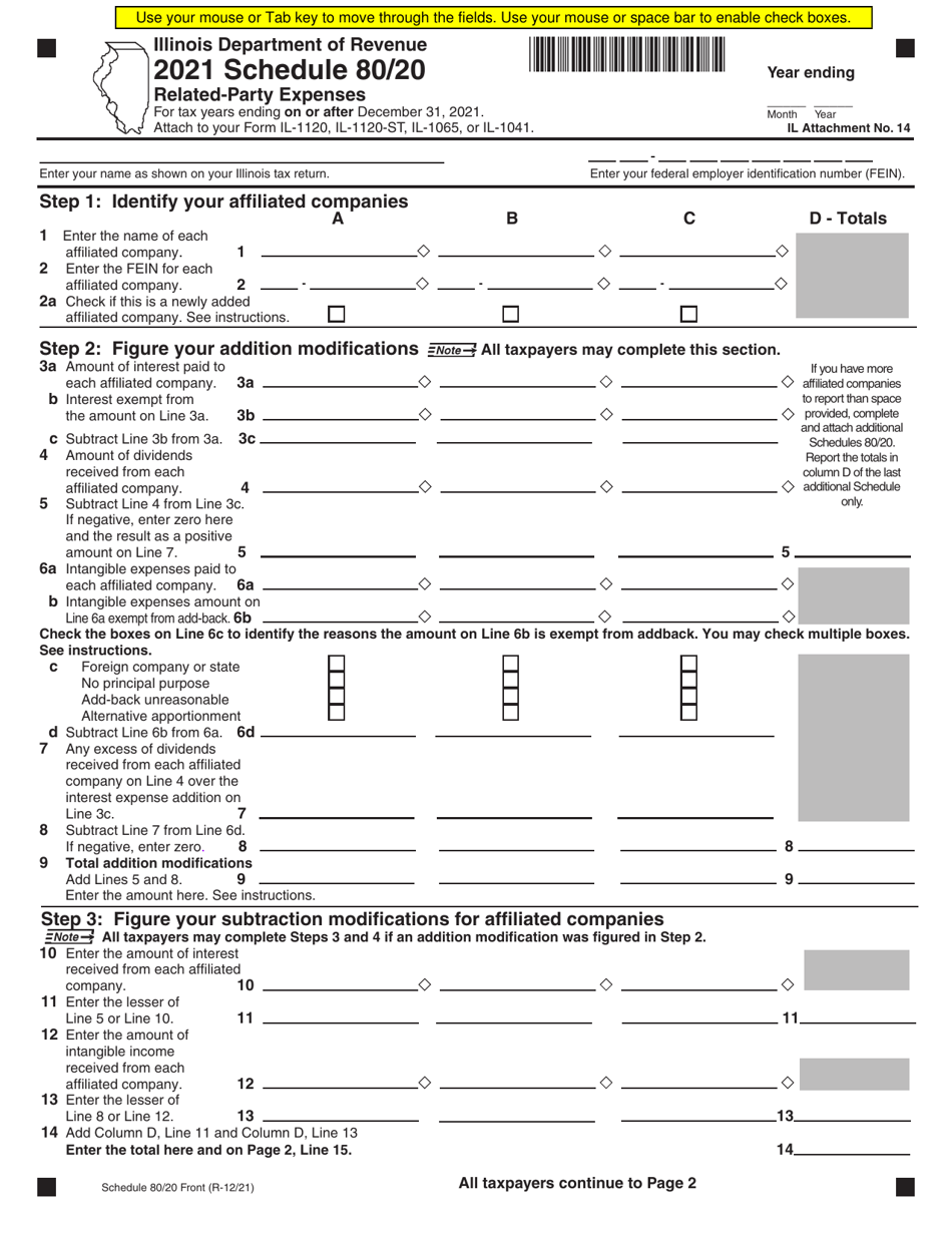 Schedule 80 / 20 Related-Party Expenses - Illinois, Page 1