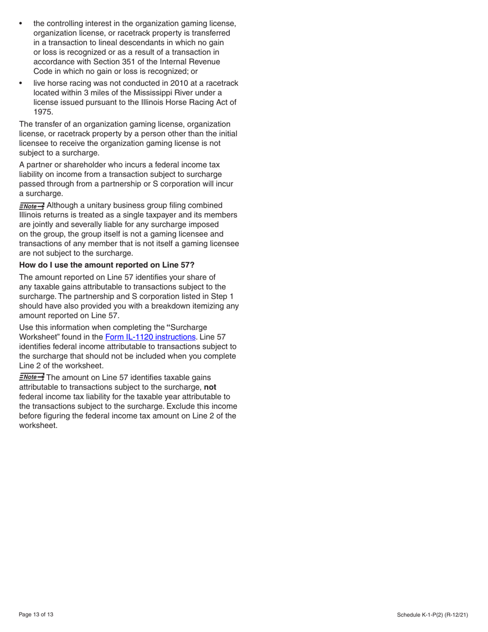 Instructions for Schedule K-1-P Partners or Shareholders Share of Income, Deductions, Credits, and Recapture - Illinois, Page 13
