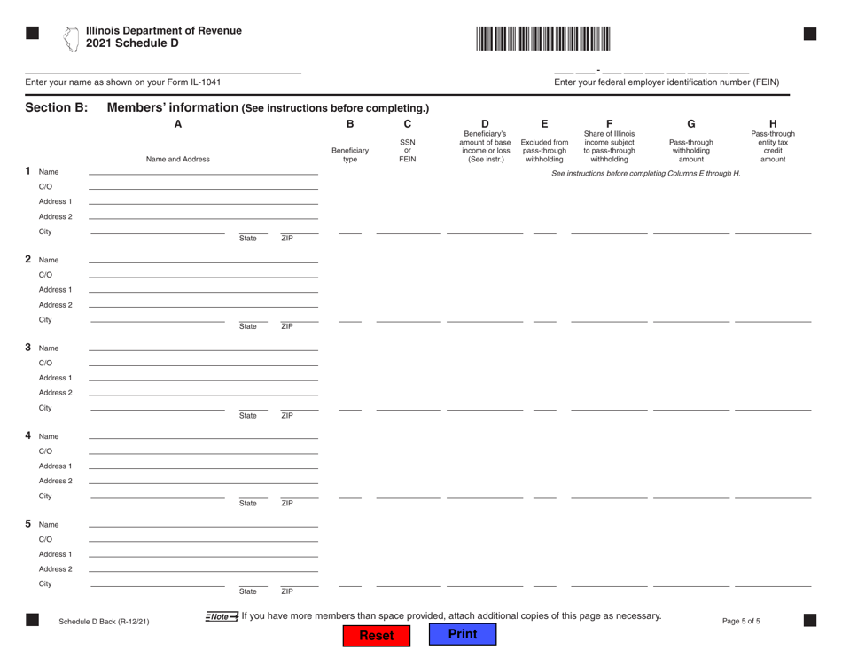 Form IL-1041-X Amended Fiduciary Income and Replacement Tax Return - Illinois, Page 5
