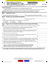Document preview: Schedule K-1-T(3) Pass-Through Withholding Calculation for Nonresident Members - Illinois