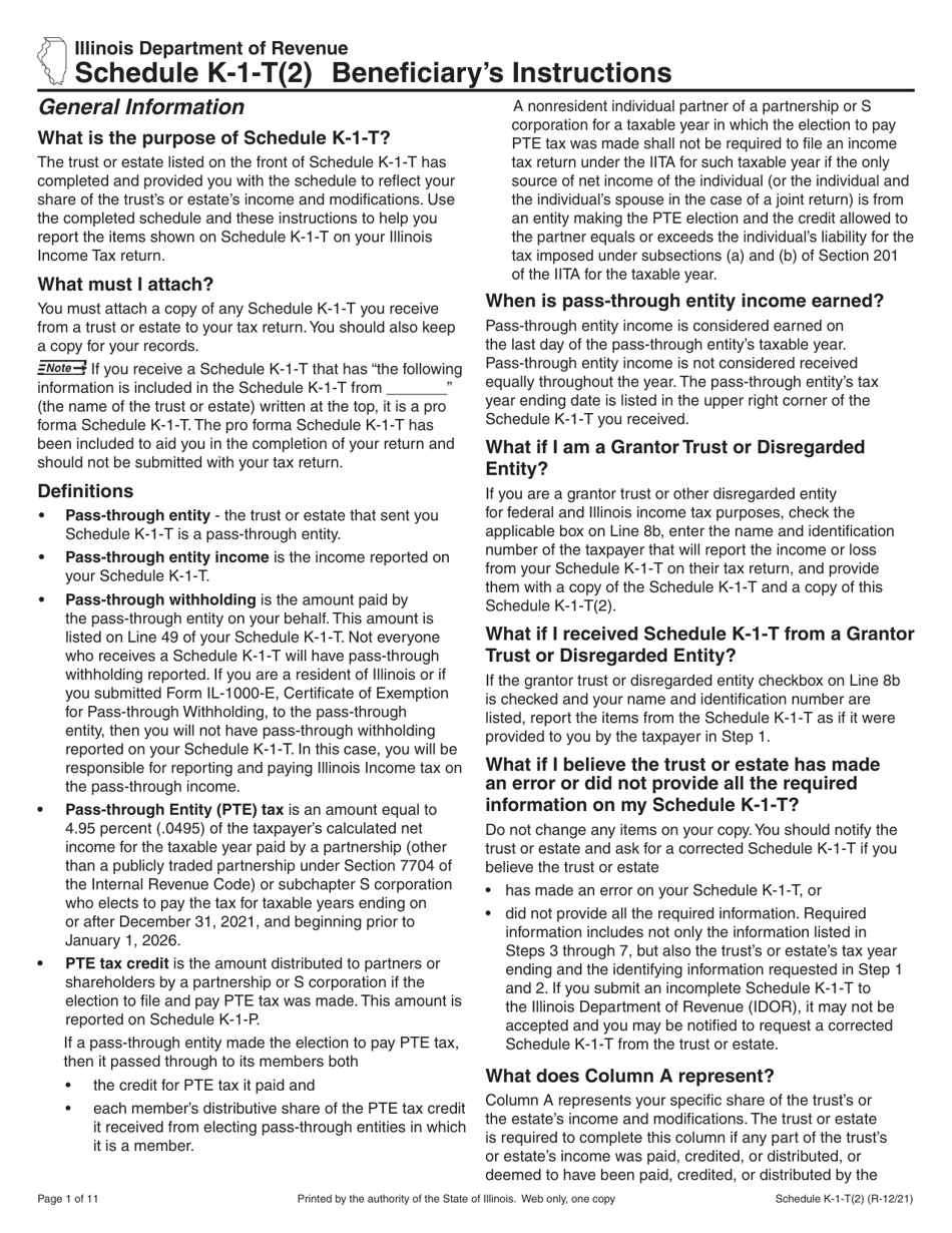 Download Instructions for Schedule K-1-T Beneficiary's Share of Income ...