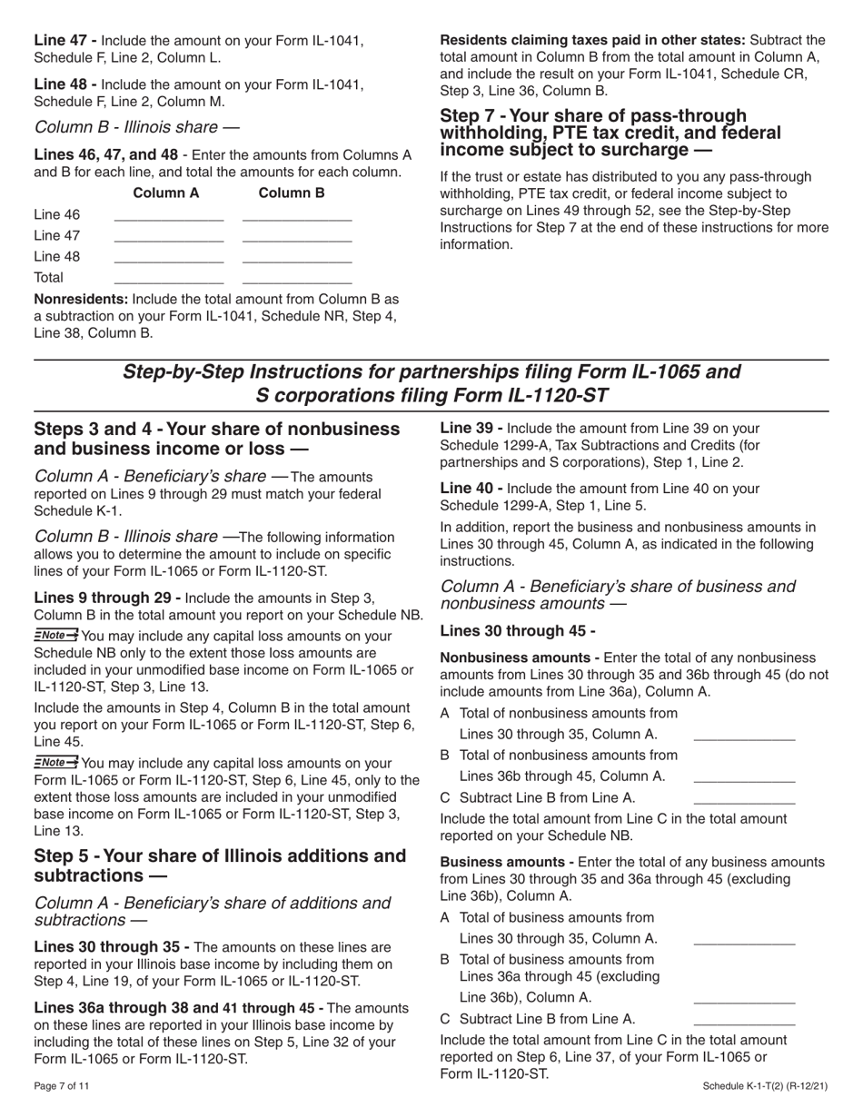Download Instructions for Schedule K1T Beneficiary