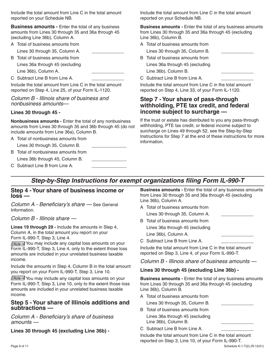 Download Instructions for Schedule K1T Beneficiary