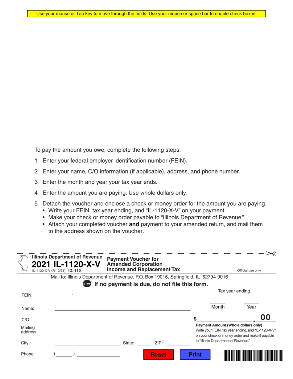 Form il 1120 x v download fillable pdf or fill online payment voucher
