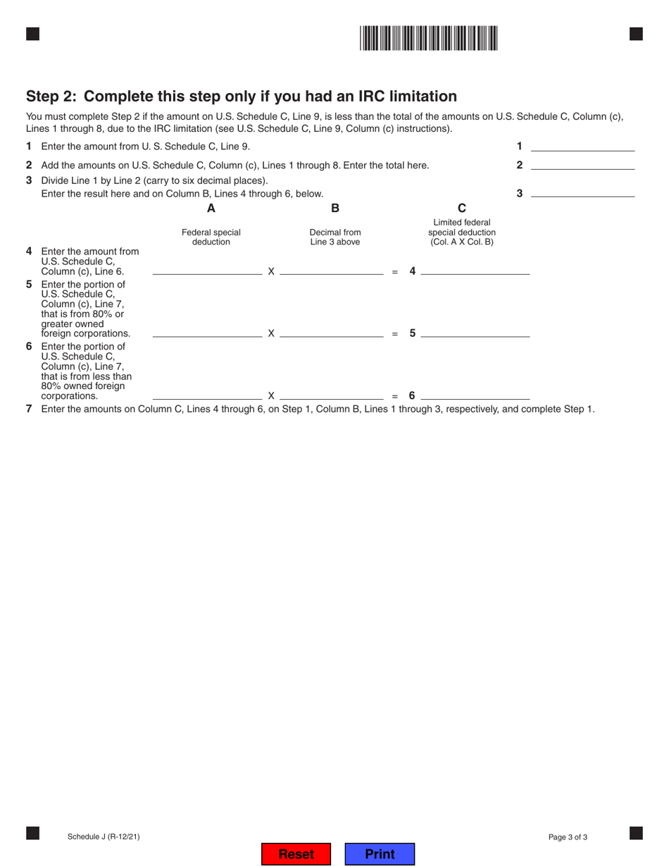 Schedule J Foreign Dividends - Illinois, Page 3
