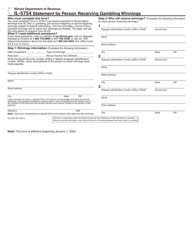 Document preview: Form IL-5754 Statement by Person Receiving Gambling Winnings - Illinois