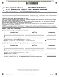 Document preview: Schedule 1299-C Income Tax Subtractions and Credits (For Individuals) - Illinois, 2021
