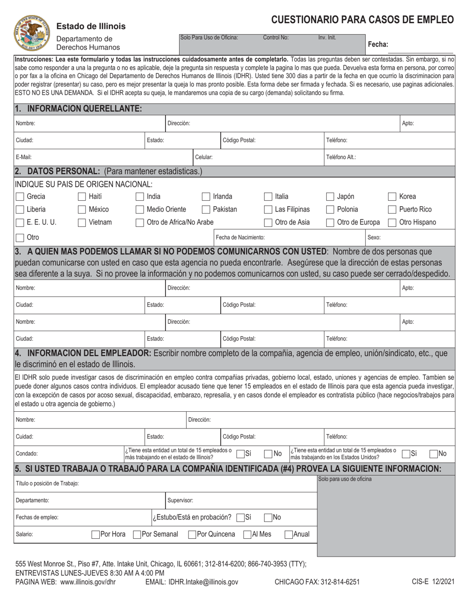 Formulario CISE Download Fillable PDF or Fill Online Cuestionario Para