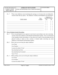 Form 1F-P-841 Affidavit of Plaintiff (For Uncontested Civil Union Divorce) - Hawaii, Page 5