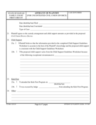 Form 1F-P-841 Affidavit of Plaintiff (For Uncontested Civil Union Divorce) - Hawaii, Page 6