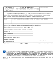Form 1F-P-841 Affidavit of Plaintiff (For Uncontested Civil Union Divorce) - Hawaii, Page 7