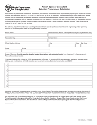 Document preview: Form AER306 Airport Sponsor Consultant Selection Procurement Solicitation - Illinois