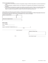 Form BIC1187 Application for Official Testing Station Permit - Illinois, Page 4
