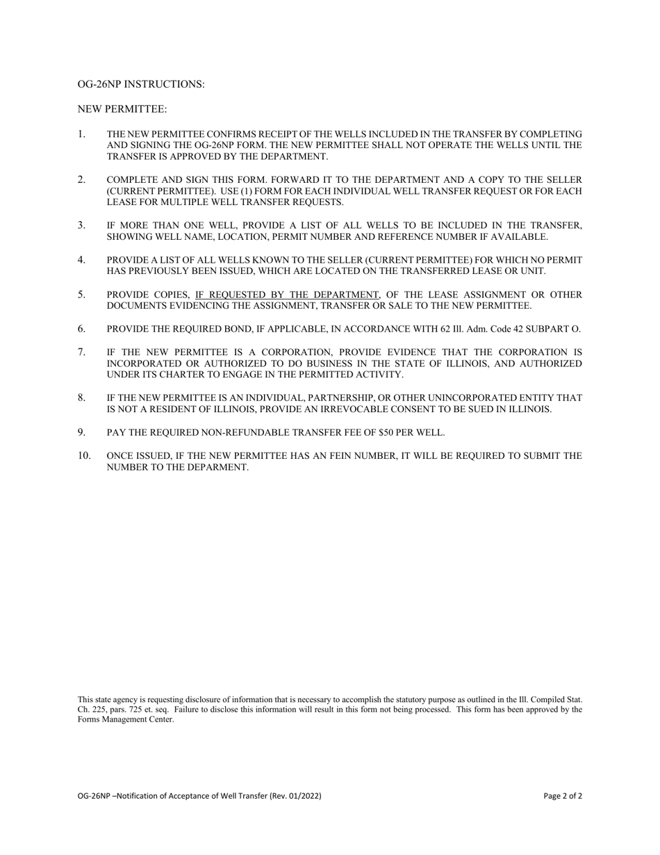 Form OG-26NP Notification of Acceptance of Well Transfer - Illinois, Page 2